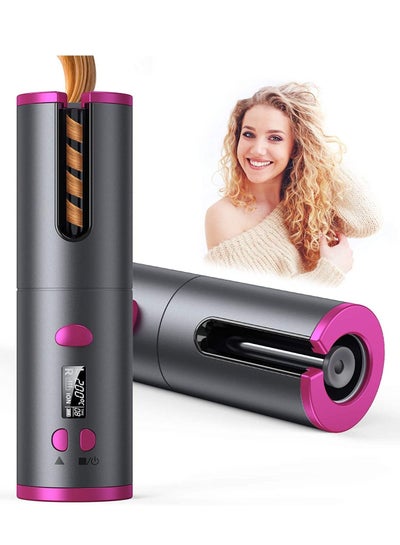 Buy Wireless Automatic Hair Curler, Fast Heating Ceramic Barrel with Adjustable Temperature and Timer, Portable Smart Curling Iron with Anti-Scalding in UAE