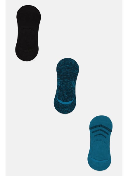 اشتري Men 3 Pair Textured Socks, Teal/Black Combo في الامارات