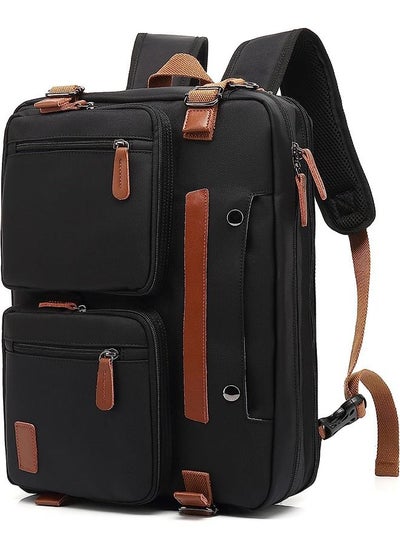 اشتري Laptop Bag Convertible Backpack Bussiness Office Briefcase Shoulder Bag Messenger Bag Computer and Tablet Carrying Case for Men and Women Work School Travel (Nylon Black) في السعودية