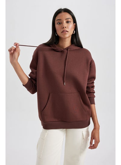 Buy Woman Relax Fit Hooded Knitted Sweat Shirt in Egypt