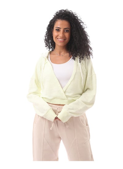 Buy Cropped Hooded Long Sleeved Knit Jumper-lemony in Egypt