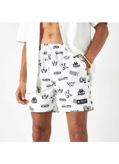 Buy Kappa All-Over Tropical Print Swim Shorts with Pockets and Drawstring Closure in Saudi Arabia