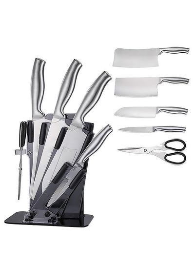 Buy 5-Piece Kitchen Knife Set Stainless Steel With Stand YG-606 Black / Silver in Saudi Arabia