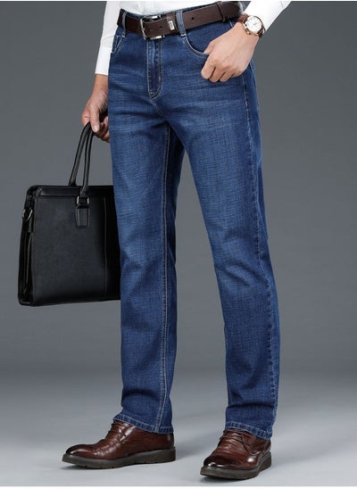 Buy Straight Leg Jeans For Business, Men's Semi-formal Stretch Jeans With Pockets in Saudi Arabia