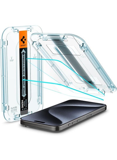 اشتري Glastr Ez Fit [2 Pack] for iPhone 15 PRO Screen Protector Premium Tempered Glass - Case Friendly with Sensor Protection في السعودية