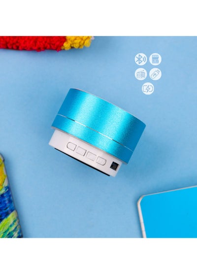 اشتري A10 Portable Mini Speaker, Wireless, LED Lighting, Supports Memory Cards And Aux - Blue في مصر