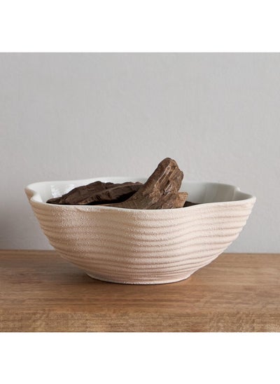 Buy Tilden Natural Design Ceramic Deco Bowl 25.5 x 25.5 x 8.5 cm in Saudi Arabia