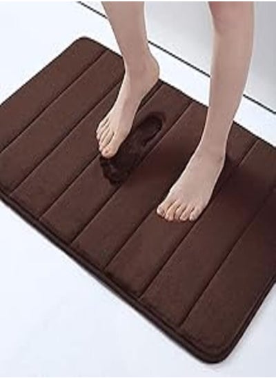 اشتري Memory Foam Bath Mat 50 X 80 Cm brown Extra Soft Comfortable Bathmat Non Slip Super Absorbent Washable Bathroom Mat brown في مصر