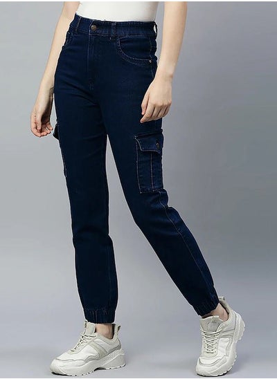 Buy Flap Pocket Detail Mid Rise Jeans in Saudi Arabia