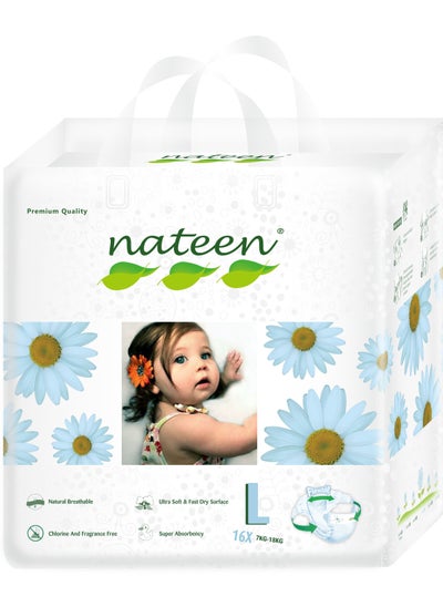 Buy Nateen Premium Care Baby Diaper,Size 4 (7-18kg),16 Count Diapers,Large,Super Absorbent,Breathable Baby Diapers. in UAE