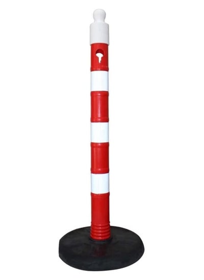 Buy BERRY Warning Post Round 110 x 8CM Plastic with PVC Weighted Base | Reflective Channelizer Post Red | Freestanding Traffic Delineator in UAE