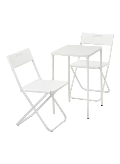 Buy Table+2 Folding Chairs Outdoor White in Saudi Arabia