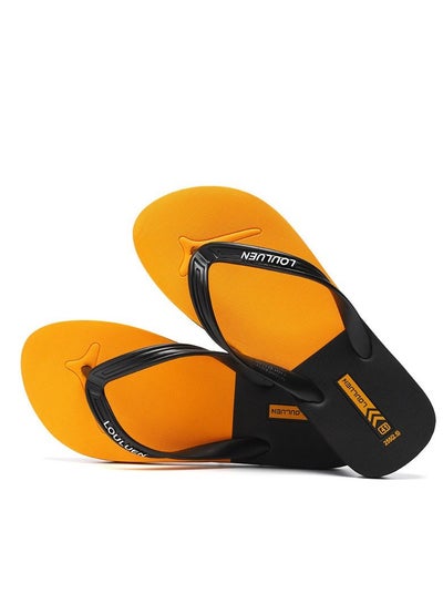 Buy 2023 Men's Summer Flip-flops Sandals Antiskid Casual Beach Shoes Yellow in UAE