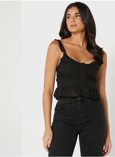 Buy Ruffle Detail Strappy Crop Top in Saudi Arabia