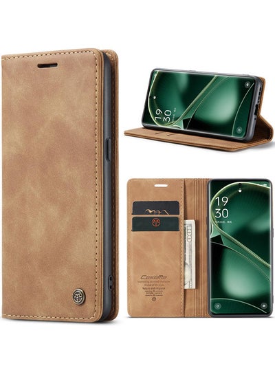 Buy CaseMe Oppo Find X6 Wallet Case Book Folding Flip Folio Case with Magnetic Kickstand Card Slots Protective Cover - Brown in Egypt