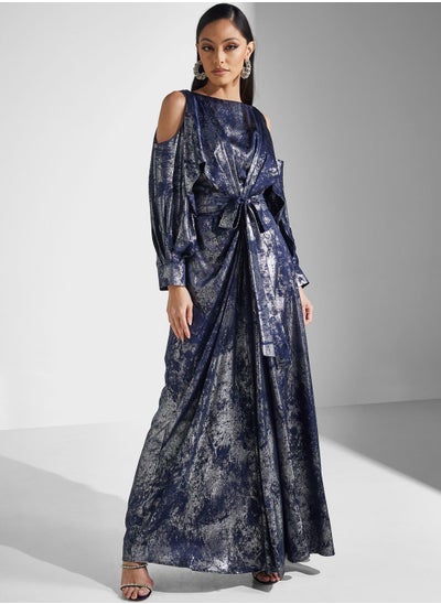 Buy Balloon Sleeve Printed Tiered Dress in Saudi Arabia