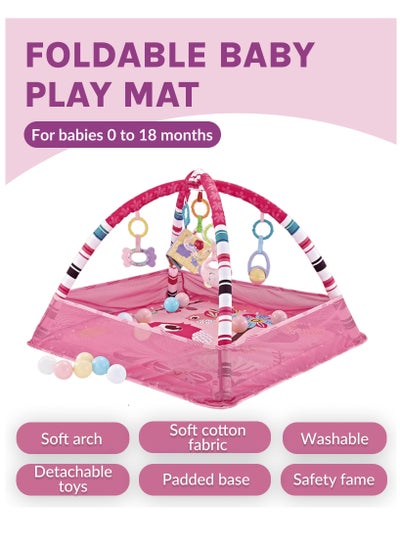 اشتري Baby Play Mat, Gym for Infants Boys and Girls - Tummy Time Baby Activity Center, Entertainer with Hanging Toys - Soft Playpen with Balls - Foldable Play Gym - Baby Essential Stuff for Newborn في الامارات