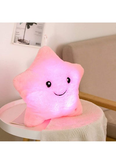 اشتري Twinkle Star Glowing LED Night Light Plush Cushions Luminous Led Star Pillow Pink في الامارات