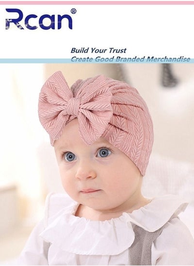 Buy Baby Windproof Tire Hat Solid Color Wheat Ear Pattern Bow Bat Cap 0-2 years old in Saudi Arabia