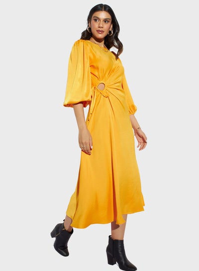 Buy Puff Sleeve Cut Out Detail Dress in Saudi Arabia