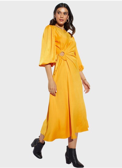 Buy Puff Sleeve Cut Out Detail Dress in Saudi Arabia