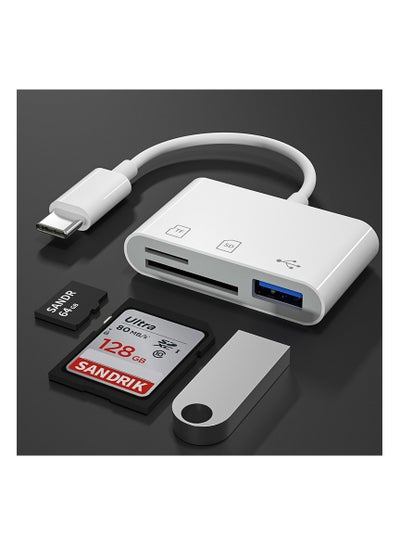 Buy 3-In-1 Type-C Card Reader to SD TF USB Connection Smart Memory Card Reader White in Saudi Arabia