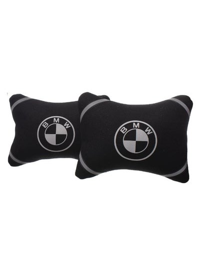 Buy Set Of 2 Fabric Comfortable Neck Pillow With Reflected BMW Car Logo - Black in Egypt