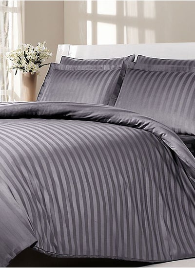 Buy Grey Complete Duvet Cover Set For King Size Bed With Fitted Sheet in UAE