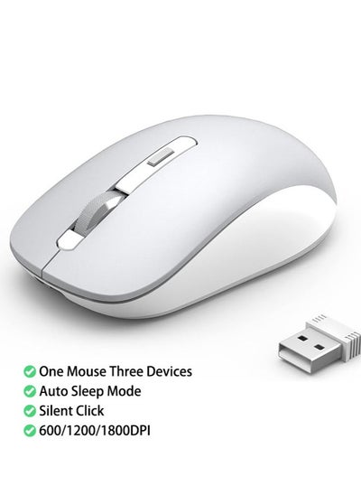 Buy Wireless Bluetooth Mouse,  Silent Click, Dual Mode With 2.4GHz USB and Bluetooth, Triple DPI(Up to 1800) ,  Auto Sleep Mode,  Computer Mice for Windows/MacOS/Android, Gray in UAE