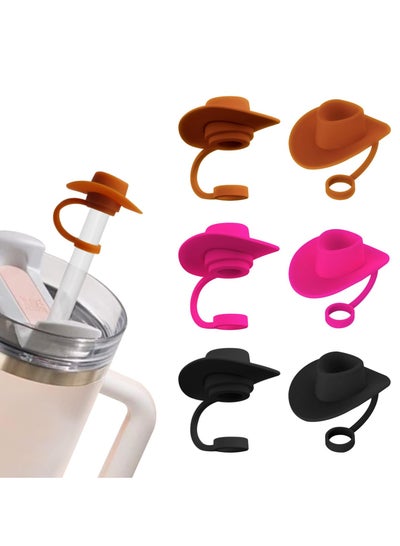 Buy 6 PCS Cute Straw Cover Toppers for 8-10 mm Straw, Funny Cute Straw Cap Cover, Cup Accessories Straw Covers for Stanley, Cowboy Cap Straw Stoppers Protector Reusable Drinking Accessories in Saudi Arabia