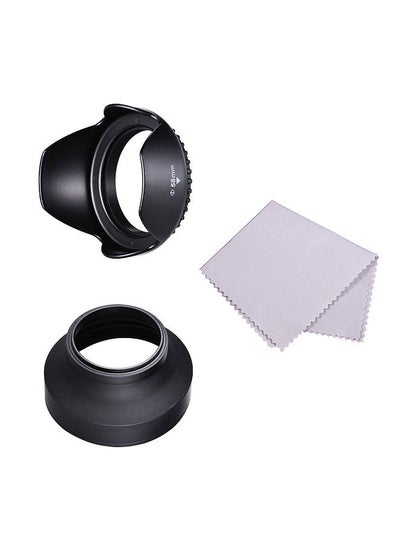 اشتري 58mm Lens Hood Set with Tulip Flower Lens Hood + Collapsible Rubber Lens Hood + Lens Cleaning Cloth Replacement for Canon EOS 700D 650D 600D Rebel T5i T4i T3i T3 في الامارات