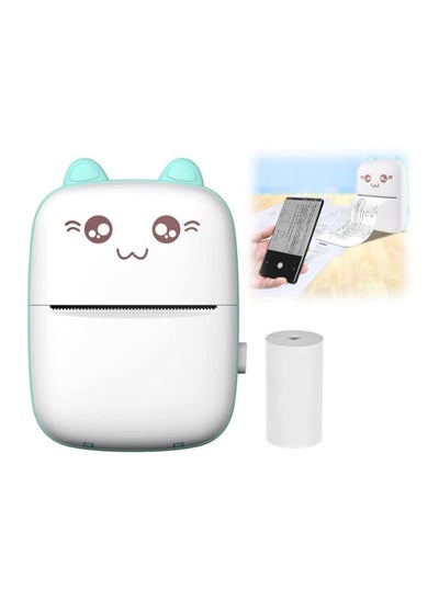 Buy Portable Printer, Mini Pocket Printer Wireless Bluetooth Thermal with Printing Paper USB Cable for Note Photo Web Document Label Receipt Study Home Office, Blue in UAE