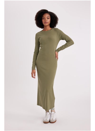 Buy Woman Bodycon C Neck Long Sleeve Knitted Dress in Egypt