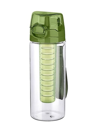Buy Fruit Infuser Water Bottle with Full Length Infusion Rod and Flip Lid Portable Juice Bottle Green 500ml in UAE