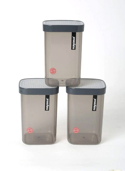 اشتري Superplast Fusion Plastic Food Storage Containers For Kitchen Set Of 3 Pieces Grey  - 1500 Ml في الامارات