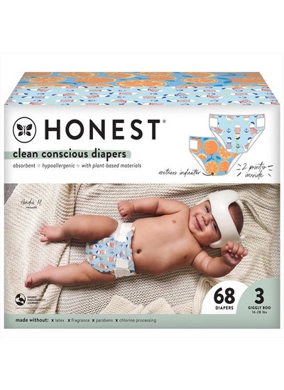 Buy Clean Conscious Diapers | Plant-Based, Sustainable | Orange You Cute + Feeling Nauti | Club Box, Size 3 (16-28 lbs), 68 Count in UAE