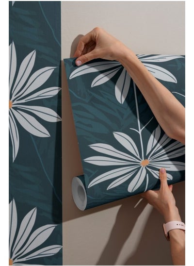 اشتري Boho Flower Stem Blooms Fabric Wallpaper Covers An Area ​​Up To 4.2Mx3M With Adhesive And Smoothing Tool في مصر