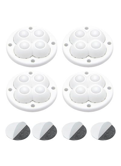 اشتري SYOSI 12 Pcs Self Adhesive Caster Wheels, Mini Caster Wheels for Small Appliances 360° Rotation Swivel Wheels Self Adhesive Nylonad Rollers for Bins/Storage Boxes/Furniture Bins (White) في الامارات