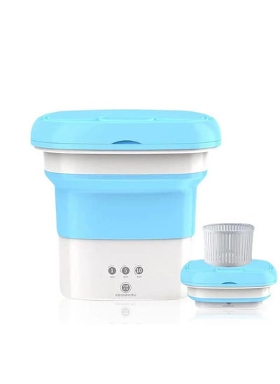 Buy Washing Machine Small Household Folding Portable Automatic Forward and Reverse Pulsator Elution Dual Purpose Imitation Hand Wash with Drain Hole Fruit Washing Machine in UAE