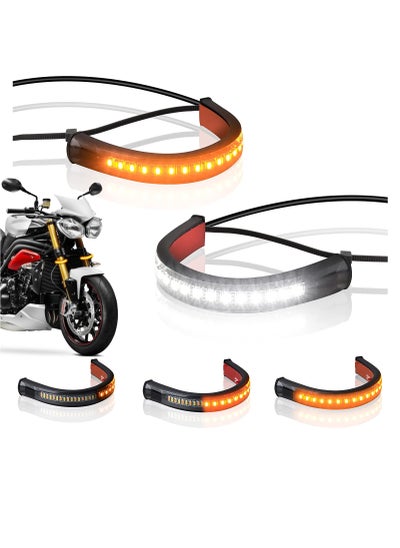 Buy Two flexible universal 12V Led flash lamps for motorcycle turn signal lamp strips in UAE