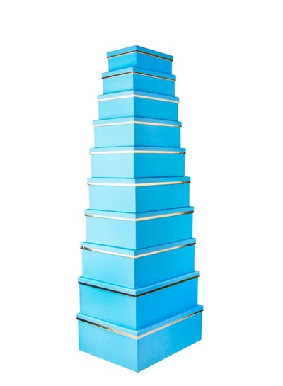 اشتري Paper Gift Box Set | Elegantly Crafted Packaging Solution for All Occasions | 10 pcs Set - Sky Blue في الامارات