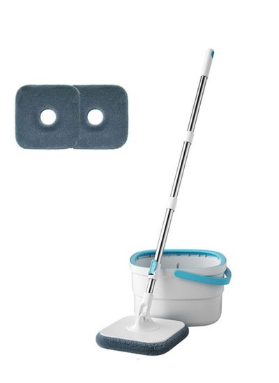 اشتري Rotary Squeeze Mop and Bucket Microfiber Mop Pads Hand Free Wringing Floor Clean Mop With 2 Pads في الامارات