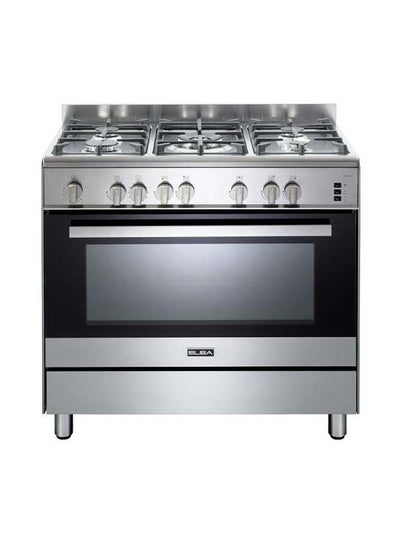 Buy Gas Cooker 90cm 5 Gas Burners Nickel Knobs Double Glass Door Rotisserie in Saudi Arabia