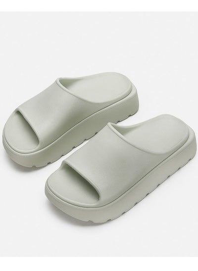 Buy Pillow Slippers Thick Sole Non Slip Outdoor Beach Slippers Pale Green in Saudi Arabia