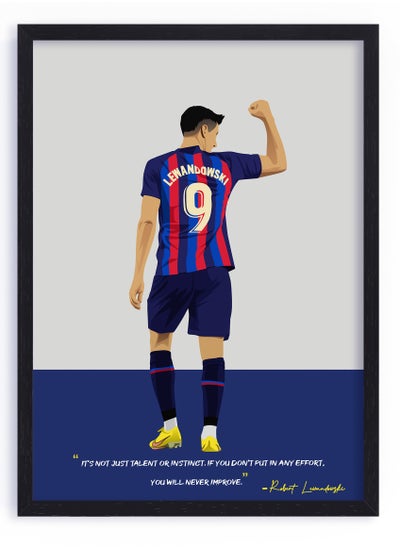 اشتري Robert Lewandowski Barcelona Framed Poster 50x40cm - Football Memorabilia, Wall Art, Soccer Collectible, Gift for Fans في الامارات