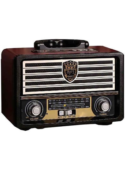 Buy Portable Wooden Radio Wireless Bluetooth Speaker AM FM Radio, with Remote Control Radio for Home Office (A)02 in UAE