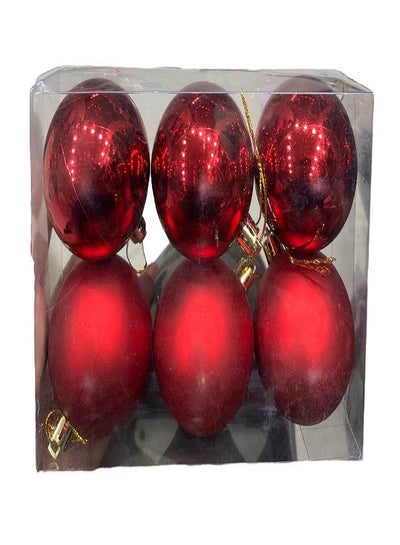 اشتري كرات زينة للكريسماس  6 قطع - 6 سم  أحمر في مصر