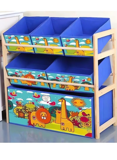 Buy Kids Toy Storage Organizer, 3-Tier Wooden Children Storage Rack with 6 Detachable Storage Bins Extra Large Capacity Bookshelf Bookcase for Playroom, Nursery and Kids Room Boys Girls in Saudi Arabia