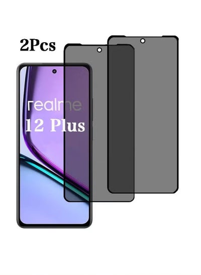 Buy Realme 12 Plus Privacy Screen Protector Tempered Glass with HD Full Cover Easy Installation Anti-dust Anti-scratch Anti-fingerprint Anti-Spy 9H Hardness Mobile Phone Film in UAE