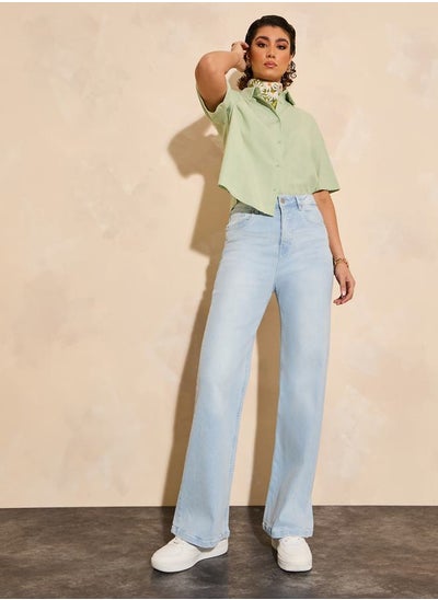 اشتري High Rise Wide Leg Full Length Jeans في السعودية